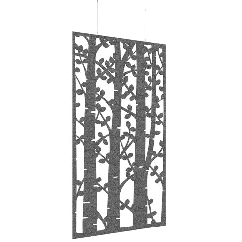 Piano Chords acoustic patterned hanging screens in dark grey 2400 x 1200mm with hanging wires and hooks - Ebony
