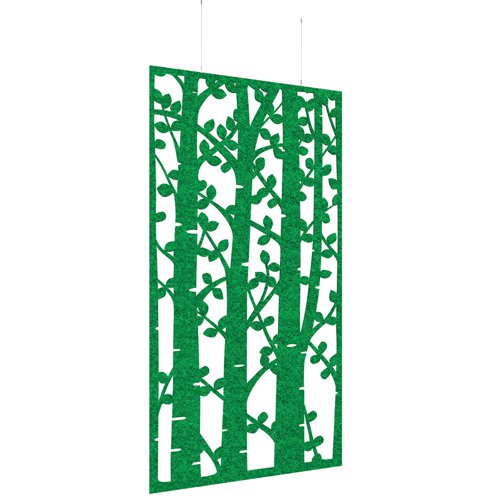 Piano Chords acoustic patterned hanging screens in dark green 2400 x 1200mm with hanging wires and hooks - Ebony
