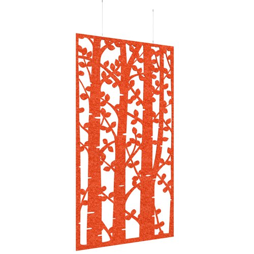 Piano Chords acoustic patterned hanging screens in orange 2400 x 1200mm with hanging wires and hooks - Ebony
