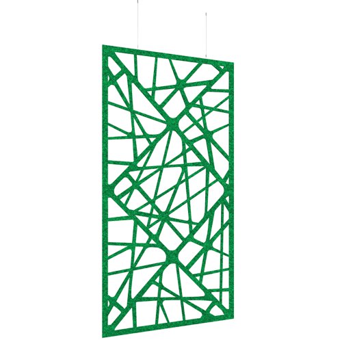 Piano Chords acoustic patterned hanging screens in dark green 2400 x 1200mm with hanging wires and hooks - Shatter