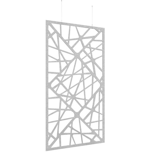 Piano Chords acoustic patterned hanging screens in silver grey 2400 x 1200mm with hanging wires and hooks - Shatter