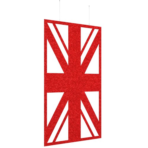 Piano Chords acoustic patterned hanging screens in red 2400 x 1200mm with hanging wires and hooks - Union