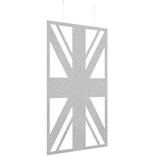 Piano Chords acoustic patterned hanging screens in silver grey 2400 x 1200mm with hanging wires and hooks - Union