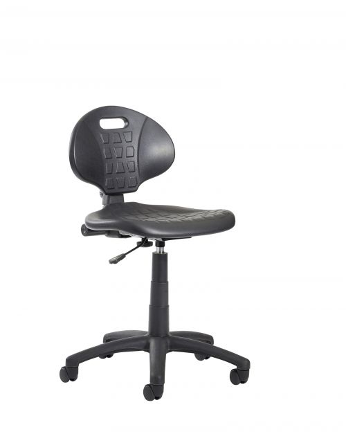 Prema+200+polyurethane+industrial+operator+chair+with+contoured+back+support+-+black