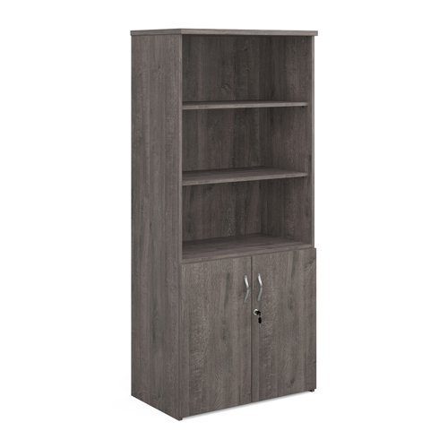 Universal+combination+unit+with+open+top+1790mm+high+with+4+shelves+-+grey+oak