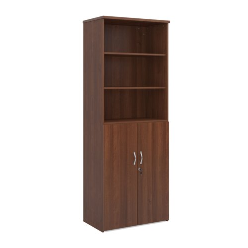 Universal+combination+unit+with+open+top+2140mm+high+with+5+shelves+-+walnut