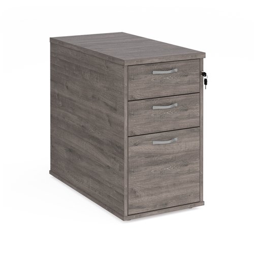 Desk+high+3+drawer+pedestal+with+silver+handles+800mm+deep+-+grey+oak