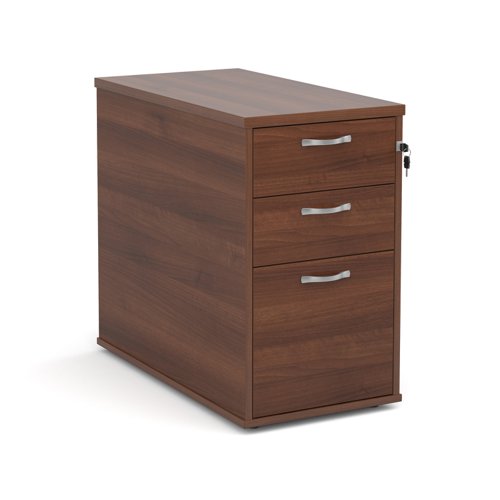 Desk+high+3+drawer+pedestal+with+silver+handles+800mm+deep+-+walnut