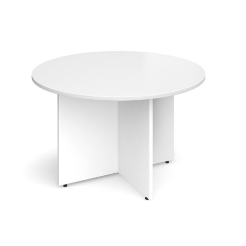Arrow+head+leg+circular+meeting+table+1200mm+-+white