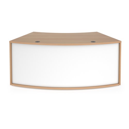 Denver reception 45° curved base unit 1800mm - beech with white panels
