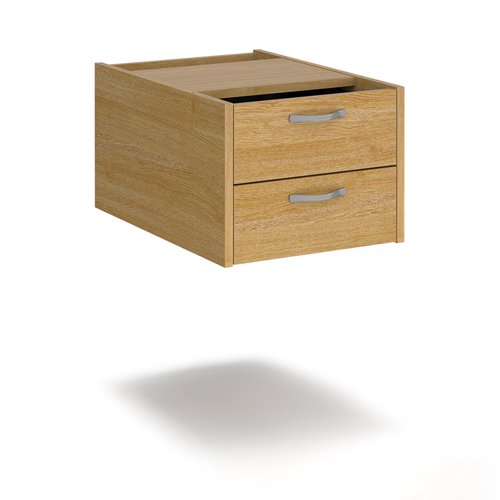 Maestro 25 shallow 2 drawer fixed pedestal for 600mm deep desks - oak