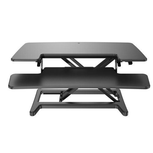 Sora+height+adjustable+sit+stand+workstation+for+desks+-+Black