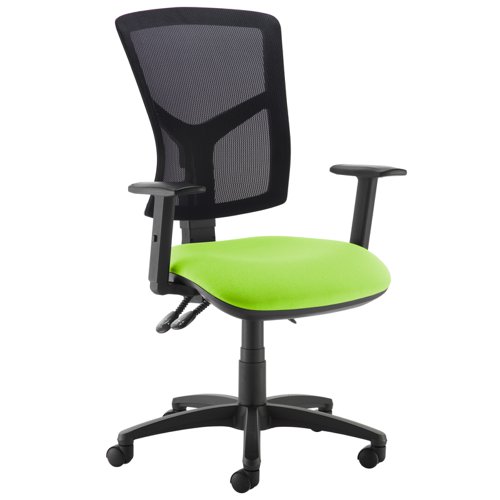 Senza mesh back operator chair with adjustable arms, chrome base and seat slide - made to order Senza mesh back operator chair with adjustable arms, chrome base and seat slide - made to order