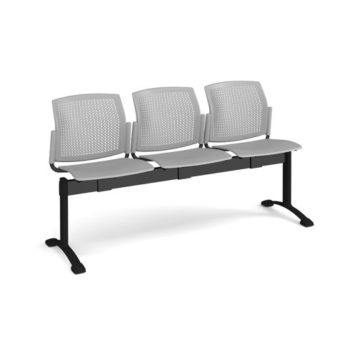 Santana perforated back plastic seating - bench 3 wide with 3 seats - grey Santana perforated back plastic seating - bench 3 wide with 3 seats - grey