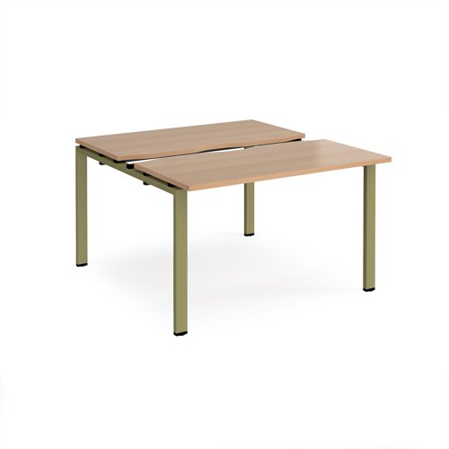 Adapt sliding top back to back desks 1200mm x 1200mm - green frame, beech top Adapt sliding top back to back desks 1200mm x 1200mm - green frame, beech top