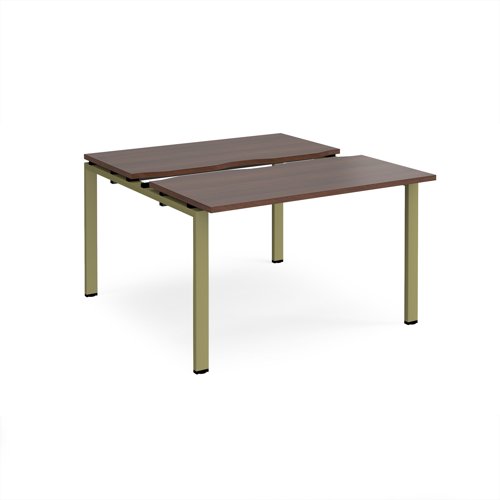 Adapt sliding top back to back desks 1200mm x 1200mm - green frame, walnut top Adapt sliding top back to back desks 1200mm x 1200mm - green frame, walnut top