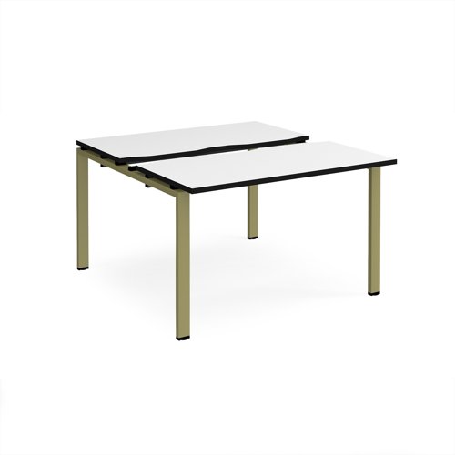 Adapt sliding top back to back desks 1200mm x 1200mm - green frame, white top, black edge Adapt sliding top back to back desks 1200mm x 1200mm - green frame, white top, black edge
