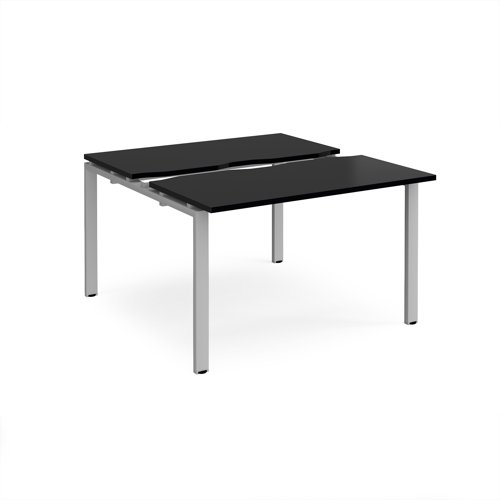 Adapt sliding top back to back desks 1200mm x 1200mm - silver frame, black top Adapt sliding top back to back desks 1200mm x 1200mm - silver frame, black top