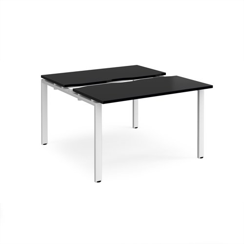 Adapt sliding top back to back desks 1200mm x 1200mm - white frame, black top Adapt sliding top back to back desks 1200mm x 1200mm - white frame, black top