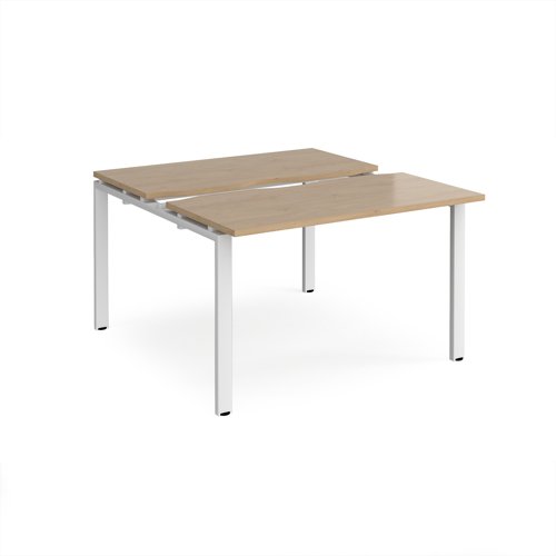 Adapt sliding top back to back desks 1200mm x 1200mm - white frame, kendal oak top Adapt sliding top back to back desks 1200mm x 1200mm - white frame, kendal oak top