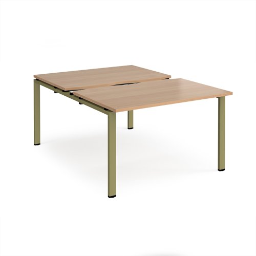 Adapt sliding top back to back desks 1200mm x 1600mm - green frame, beech top Adapt sliding top back to back desks 1200mm x 1600mm - green frame, beech top