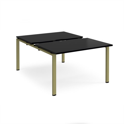 Adapt sliding top back to back desks 1200mm x 1600mm - green frame, black top Adapt sliding top back to back desks 1200mm x 1600mm - green frame, black top
