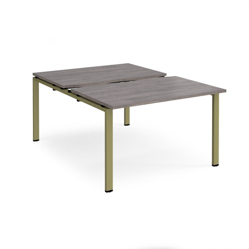 Adapt sliding top back to back desks 1200mm x 1600mm - green frame, grey oak top Adapt sliding top back to back desks 1200mm x 1600mm - green frame, grey oak top