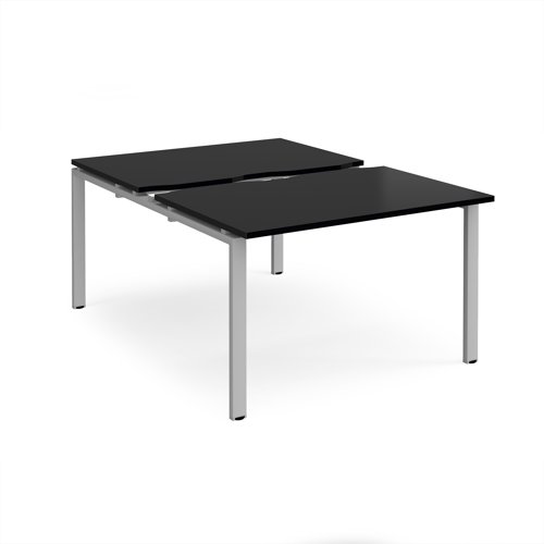 Adapt sliding top back to back desks 1200mm x 1600mm - silver frame, black top Adapt sliding top back to back desks 1200mm x 1600mm - silver frame, black top