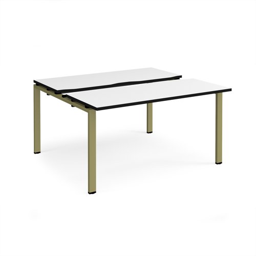 Adapt sliding top back to back desks 1400mm x 1200mm - green frame, white top, black edge Adapt sliding top back to back desks 1400mm x 1200mm - green frame, white top, black edge