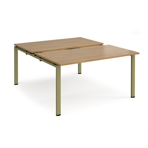 Adapt sliding top back to back desks 1400mm x 1600mm - green frame, oak top Adapt sliding top back to back desks 1400mm x 1600mm - green frame, oak top