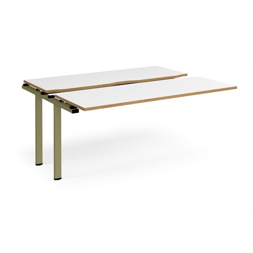 Adapt sliding top add on unit single 1600mm x 1200mm - green frame, white top, oak edge Adapt sliding top add on unit single 1600mm x 1200mm - green frame, white top, oak edge