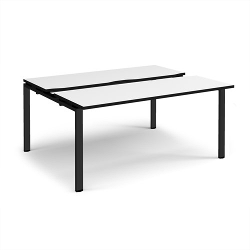 Adapt sliding top back to back desks 1600mm x 1200mm - black frame, white top, black edge Adapt sliding top back to back desks 1600mm x 1200mm - black frame, white top, black edge