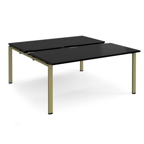 Adapt sliding top back to back desks 1600mm x 1600mm - green frame, black top Adapt sliding top back to back desks 1600mm x 1600mm - green frame, black top