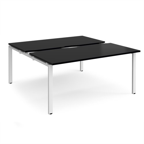 Adapt sliding top back to back desks 1600mm x 1600mm - white frame, black top Adapt sliding top back to back desks 1600mm x 1600mm - white frame, black top