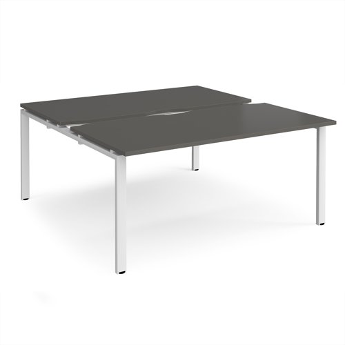 Adapt sliding top back to back desks 1600mm x 1600mm - white frame, storm grey top Adapt sliding top back to back desks 1600mm x 1600mm - white frame, storm grey top