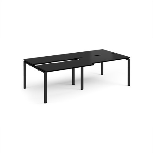 Adapt sliding top double back to back desks 2400mm x 1200mm - black frame, black top Adapt sliding top double back to back desks 2400mm x 1200mm - black frame, black top