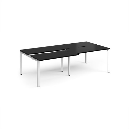 Adapt sliding top double back to back desks 2400mm x 1200mm - white frame, black top Adapt sliding top double back to back desks 2400mm x 1200mm - white frame, black top