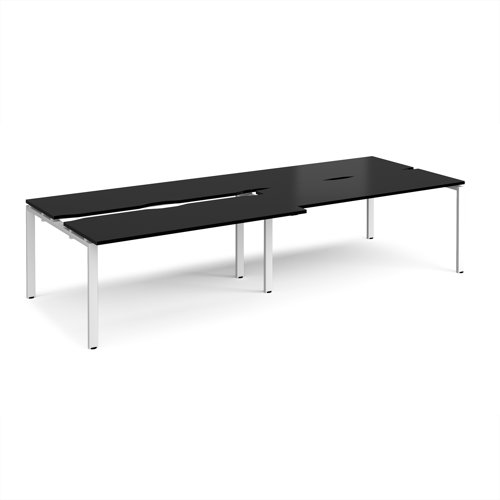 Adapt sliding top double back to back desks 3200mm x 1200mm - white frame, black top Adapt sliding top double back to back desks 3200mm x 1200mm - white frame, black top