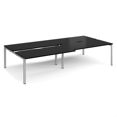 Adapt sliding top double back to back desks 3200mm x 1600mm - silver frame, black top Adapt sliding top double back to back desks 3200mm x 1600mm - silver frame, black top