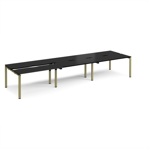 Adapt sliding top triple back to back desks 4200mm x 1200mm - green frame, black top Adapt sliding top triple back to back desks 4200mm x 1200mm - green frame, black top