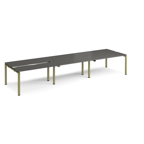 Adapt sliding top triple back to back desks 4200mm x 1200mm - green frame, storm grey top Adapt sliding top triple back to back desks 4200mm x 1200mm - green frame, storm grey top