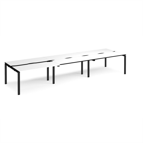Adapt sliding top triple back to back desks 4200mm x 1200mm - black frame, white top, black edge Adapt sliding top triple back to back desks 4200mm x 1200mm - black frame, white top, black edge