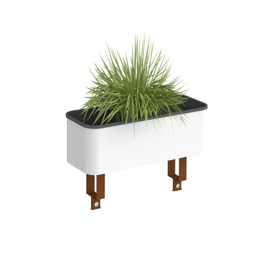 Worktable planter box in white complete with plants