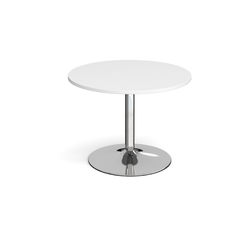 Trumpet+base+circular+boardroom+table+1000mm+-+chrome+base%2C+white+top