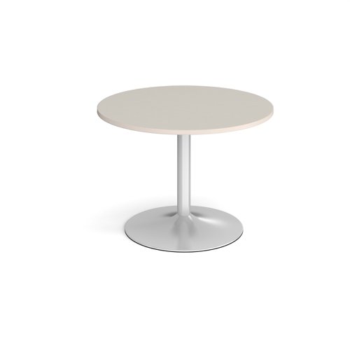 Trumpet base circular boardroom table 1000mm - silver base, light grey top Trumpet base circular boardroom table 1000mm - silver base, light grey top