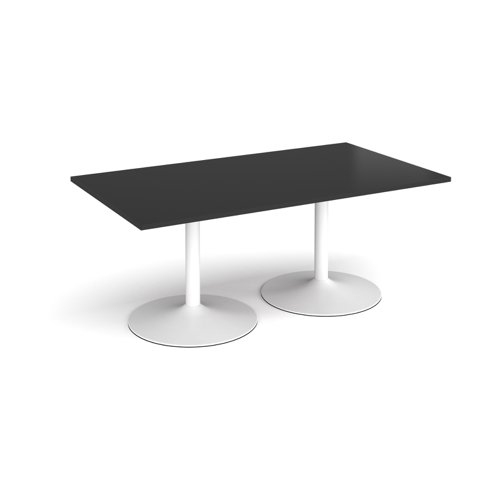 Trumpet base rectangular boardroom table 1800mm x 1000mm - white base, black top Trumpet base rectangular boardroom table 1800mm x 1000mm - white base, black top