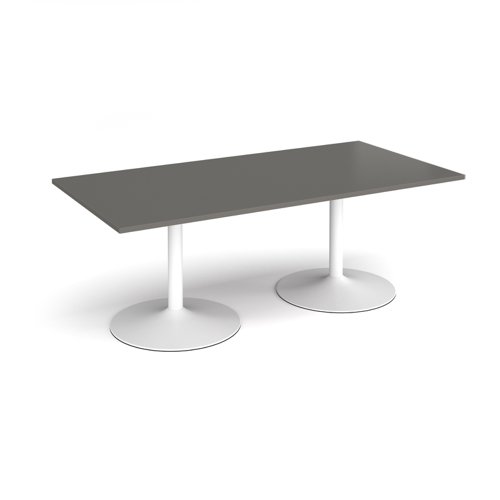Trumpet base rectangular boardroom table 2000mm x 1000mm - white base, onyx grey top Trumpet base rectangular boardroom table 2000mm x 1000mm - white base, onyx grey top