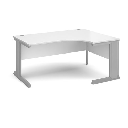 Vivo+right+hand+ergonomic+desk+1600mm+-+silver+frame%2C+white+top