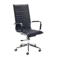 Bari high back executive chair with chrome frame - black faux leather