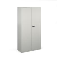 Steel contract cupboard with 3 shelves 1806mm high - goose grey
